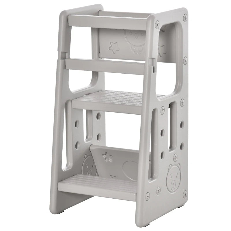 HOMCOM Kids Plastic Step Stool -  Grey