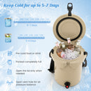 9.5 L Water Cooler Drink Cooler Insulated Ice Chest With Spigot And Shoulder Strap-Beige