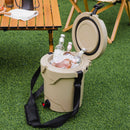 9.5 L Water Cooler Drink Cooler Insulated Ice Chest With Spigot And Shoulder Strap-Beige