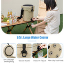 9.5 L Water Cooler Drink Cooler Insulated Ice Chest With Spigot And Shoulder Strap-Beige