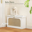 HOMCOM Boho Shoe Bench with Padded Seat and Flip-Drawer