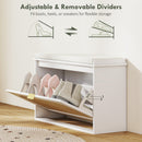 HOMCOM Boho Shoe Bench with Padded Seat and Flip-Drawer