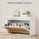 HOMCOM Boho Shoe Bench with Padded Seat and Flip-Drawer