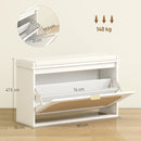 HOMCOM Boho Shoe Bench with Padded Seat and Flip-Drawer