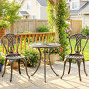 Outsunny Outdoor Bistro Set Cast Aluminium Patio Furniture For 2, Brown