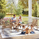 Outsunny 4 Seater Garden Furniture Sofa Set with Curved Seat, Natural Wood