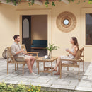 Outsunny 4 Seater Garden Furniture Sofa Set with Curved Seat, Natural Wood