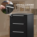 HOMCOM Modern 3-Drawer Locking File Cabinet Mobile Filing Cabinet