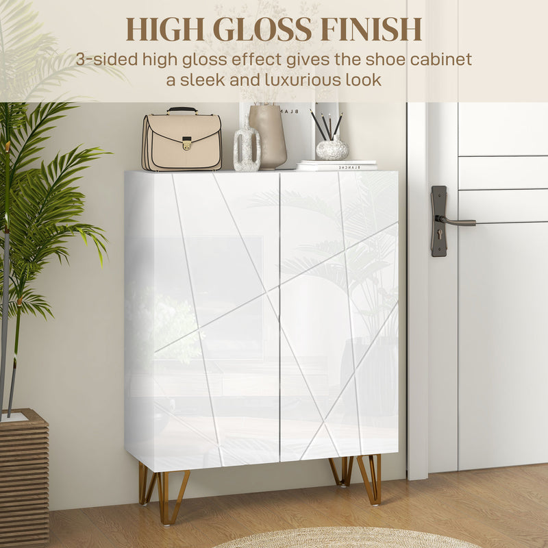 HOMCOM Shoe Storage Cabinet with Soft-Close Hinges and Adjust Shelves