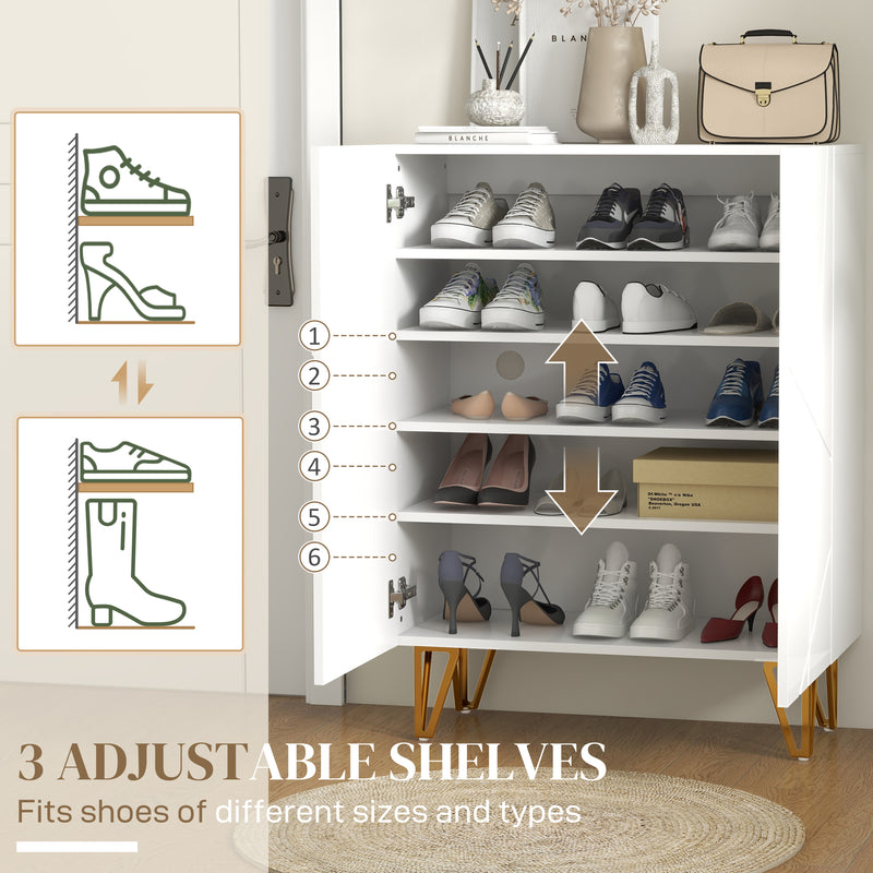 HOMCOM Shoe Storage Cabinet with Soft-Close Hinges and Adjust Shelves