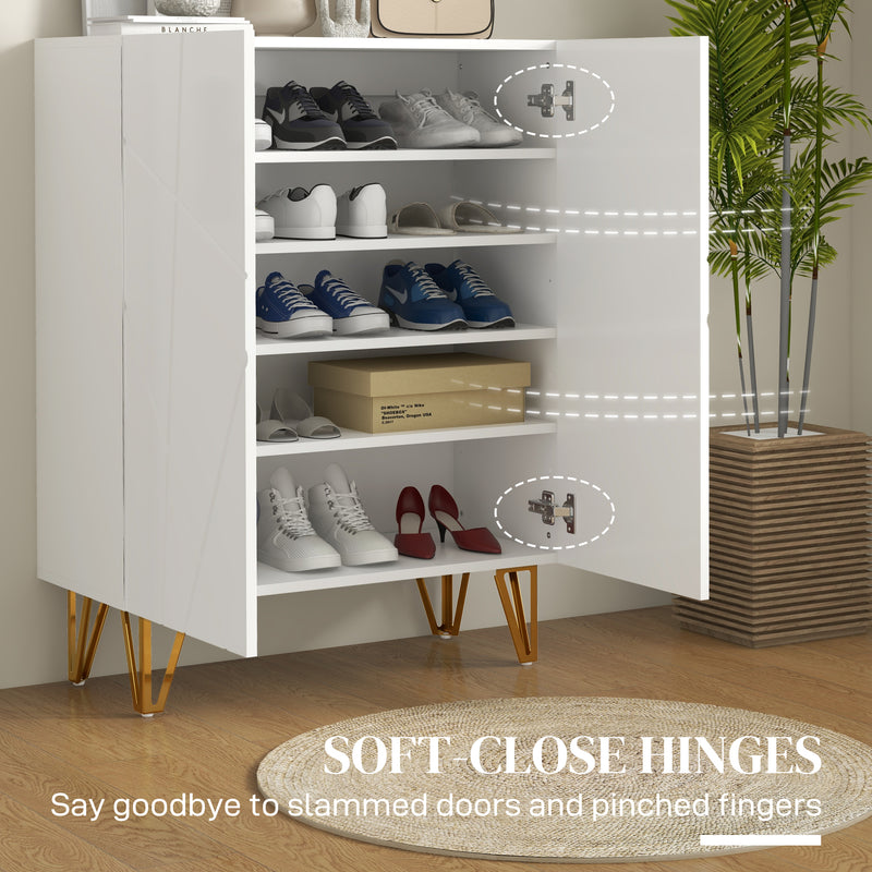HOMCOM Shoe Storage Cabinet with Soft-Close Hinges and Adjust Shelves