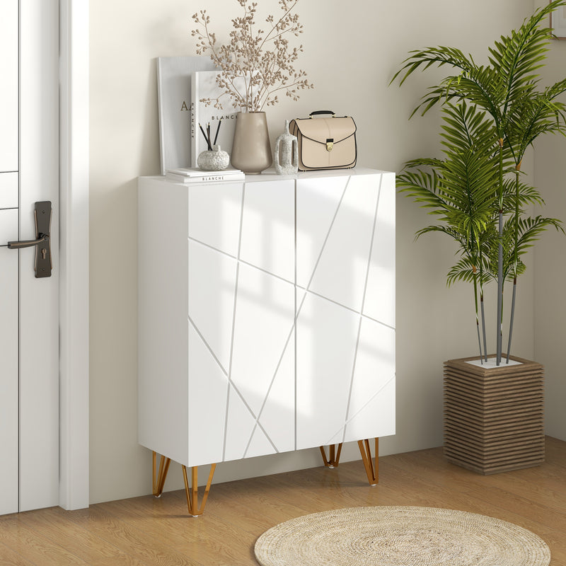 HOMCOM Shoe Storage Cabinet with Soft-Close Hinges and Adjust Shelves