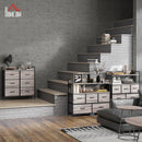 HOMCOM Bedroom Chest Of Drawers 6 Drawer Dresser W/ Shelf, Grey Wood Effect