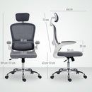 HOMCOM High Back Mesh Computer Desk Chair With Lumbar Support, Charcoal Grey