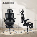 HOMCOM Ergonomic Office Chair, Mesh Desk Chair With Lumbar Support, Footrest