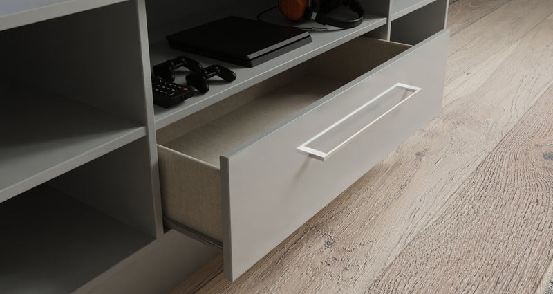 Wellington Ready Assembled TV Unit with 1 Drawer Wide  - Uniform Matt & Dusk Grey