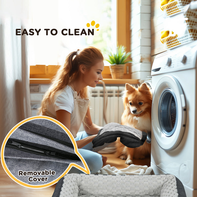 PawHut Dog Bed Calming Pet Bed Dog Mattress For Medium Dogs - Charcoal Grey/Brown