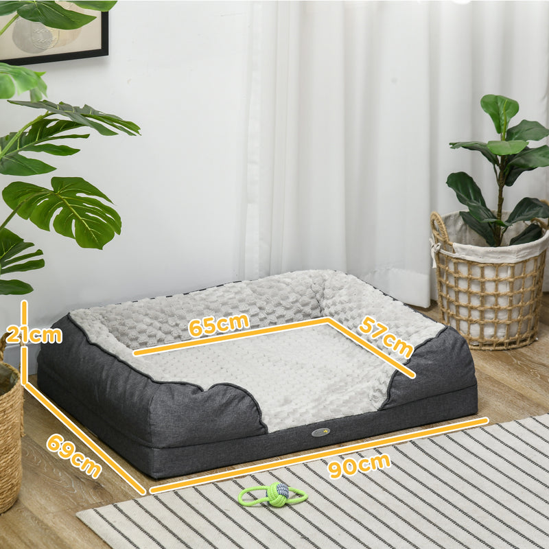 PawHut Dog Bed Calming Pet Bed Dog Mattress For Medium Dogs - Charcoal Grey/Brown