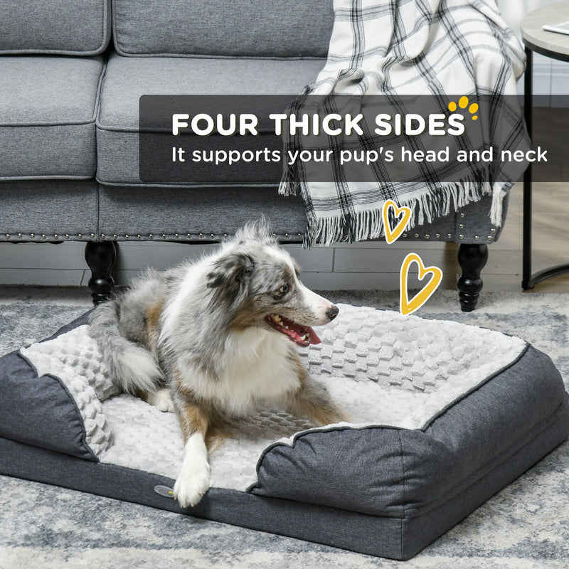 PawHut Dog Bed Calming Pet Bed Dog Mattress For Medium Dogs - Charcoal Grey/Brown