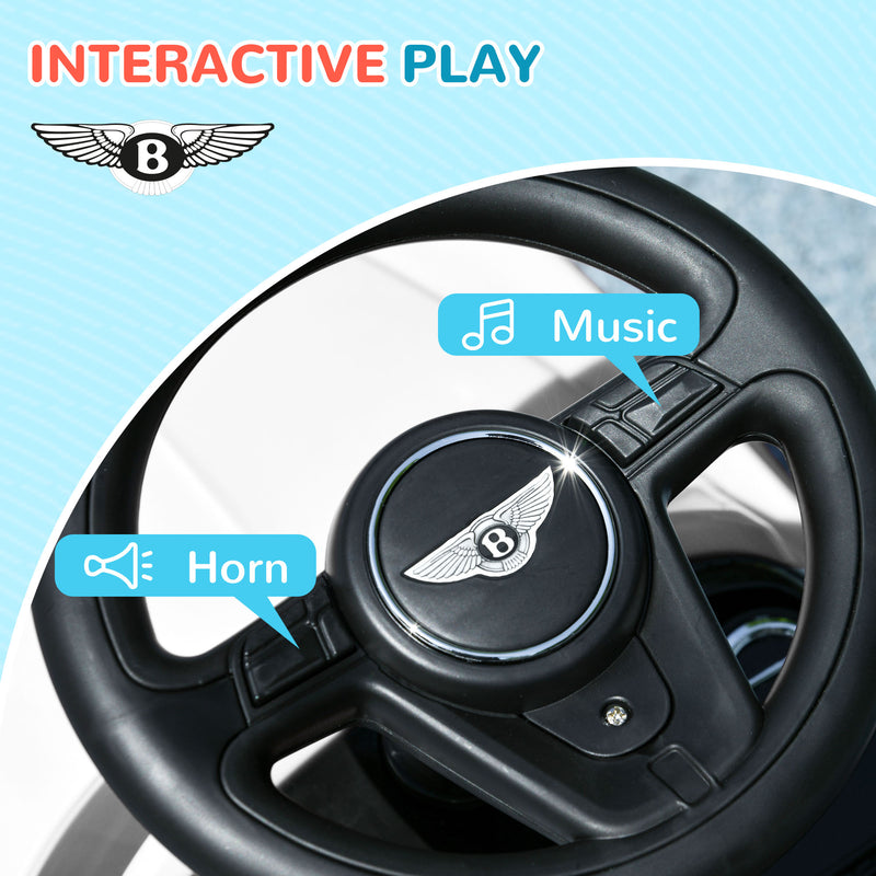 AIYAPLAY Bentley Licensed Ride On Car, Foot To Floor W/ Music Horn - White