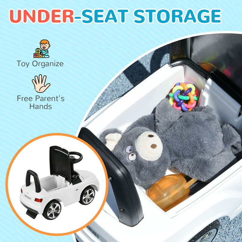 AIYAPLAY Bentley Licensed Ride On Car, Foot To Floor W/ Music Horn - White