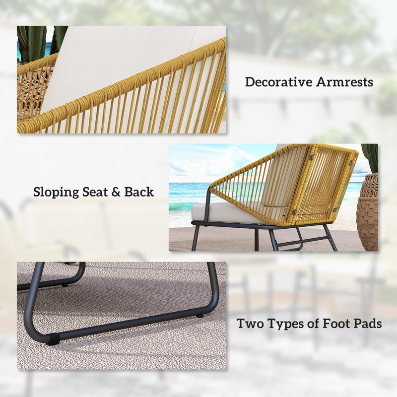 Outsunny 4 Piece Rattan Garden Furniture Set with Cushions, Natural