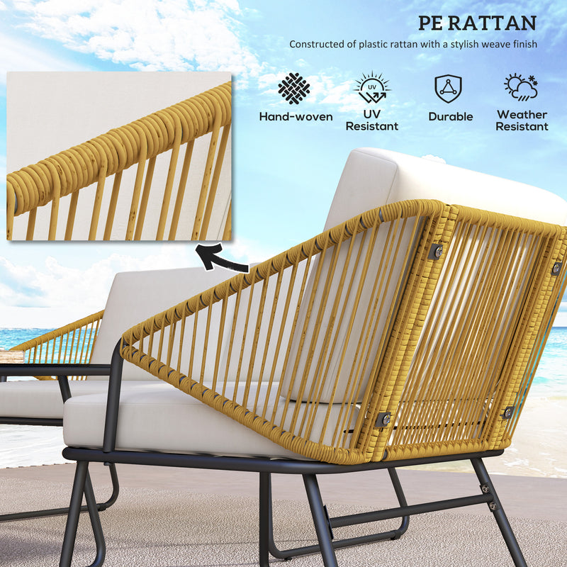 Outsunny 4 Piece Rattan Garden Furniture Set with Cushions, Natural