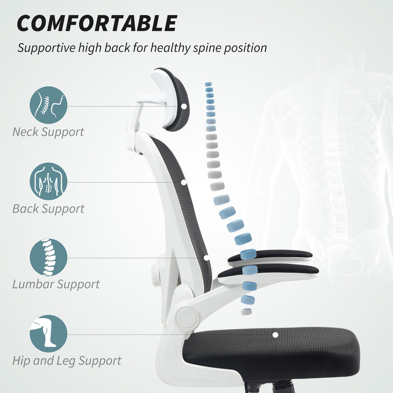 HOMCOM Executive Mesh Office Chair with Headrest, Lumbar Support