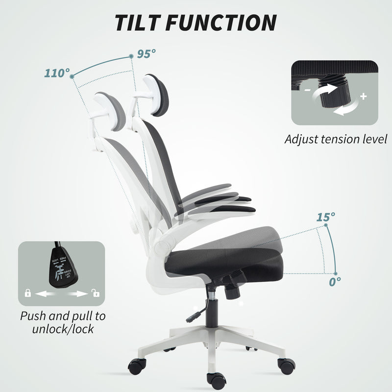 HOMCOM Executive Mesh Office Chair with Headrest, Lumbar Support