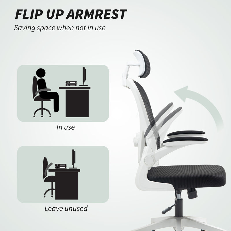 HOMCOM Executive Mesh Office Chair with Headrest, Lumbar Support