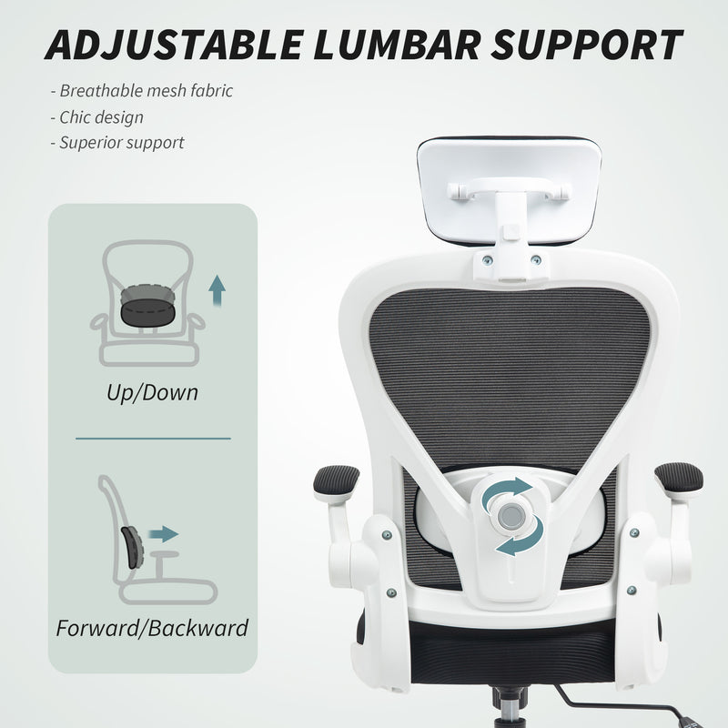 HOMCOM Executive Mesh Office Chair with Headrest, Lumbar Support