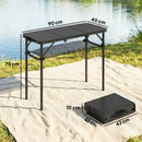 Outsunny 3ft Folding Camping Table, Picnic Table with Storage Layer, Black