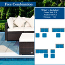 4 Pieces Outdoor Rattan  Conversation Set with Removable Cushions and Pillows-White