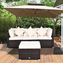 4 Pieces Outdoor Rattan  Conversation Set with Removable Cushions and Pillows-White