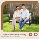2-Person Outdoor Patio Hanging Chair with Cushions for Garden, Backyard-White