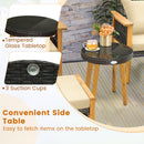 Wicker Woven Chair Set with Coffee Table and 2 Ottomans-Brown