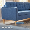 HOMCOM Modern 3 Seater Sofa with Hidden Storage and Rubber Wood Legs, Blue