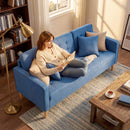 HOMCOM Modern 3 Seater Sofa with Hidden Storage and Rubber Wood Legs, Blue
