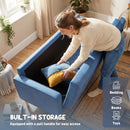 HOMCOM Modern 3 Seater Sofa with Hidden Storage and Rubber Wood Legs, Blue