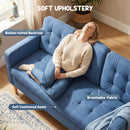 HOMCOM Modern 3 Seater Sofa with Hidden Storage and Rubber Wood Legs, Blue