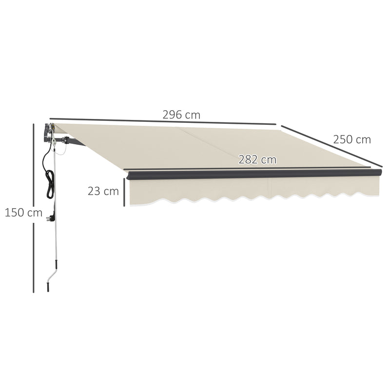 Outsunny 3 X 2.5m Electric Retractable Awning W/ Aluminium Frame