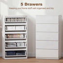 HOMCOM Bedroom Chest of Drawers, 5 Drawers Dresser, Drawer Unit, White