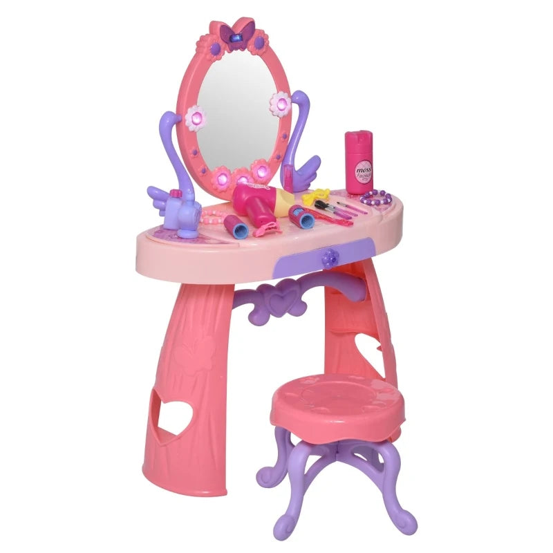 HOMCOM Dressing Table Playset - Pink Purple