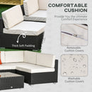 Outsunny Outdoor Rattan Furniture Sectional Sofa Set 7 Piece - Brown & Cream