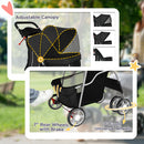 PawHut Pet Stroller Carrier Foldable Deluxe Walk Travel Dog, Black
