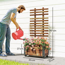 Outsunny Raised Garden Bed, Wooden Planter with Trellis and Wheels