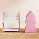 AIYAPLAY Double-Sided Children's Bookcase With Wheels For Playroom, Pink