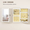 HOMCOM Jewelry Cabinet, Wall-Mounted Storage Cabinet With Mirror