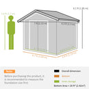 Outsunny Garden Shed Storage Unit w/ Locking Door Floor Foundation Vent Grey