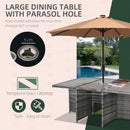 Outsunny Outdoor Rattan Dining Set 11 Piece - Grey